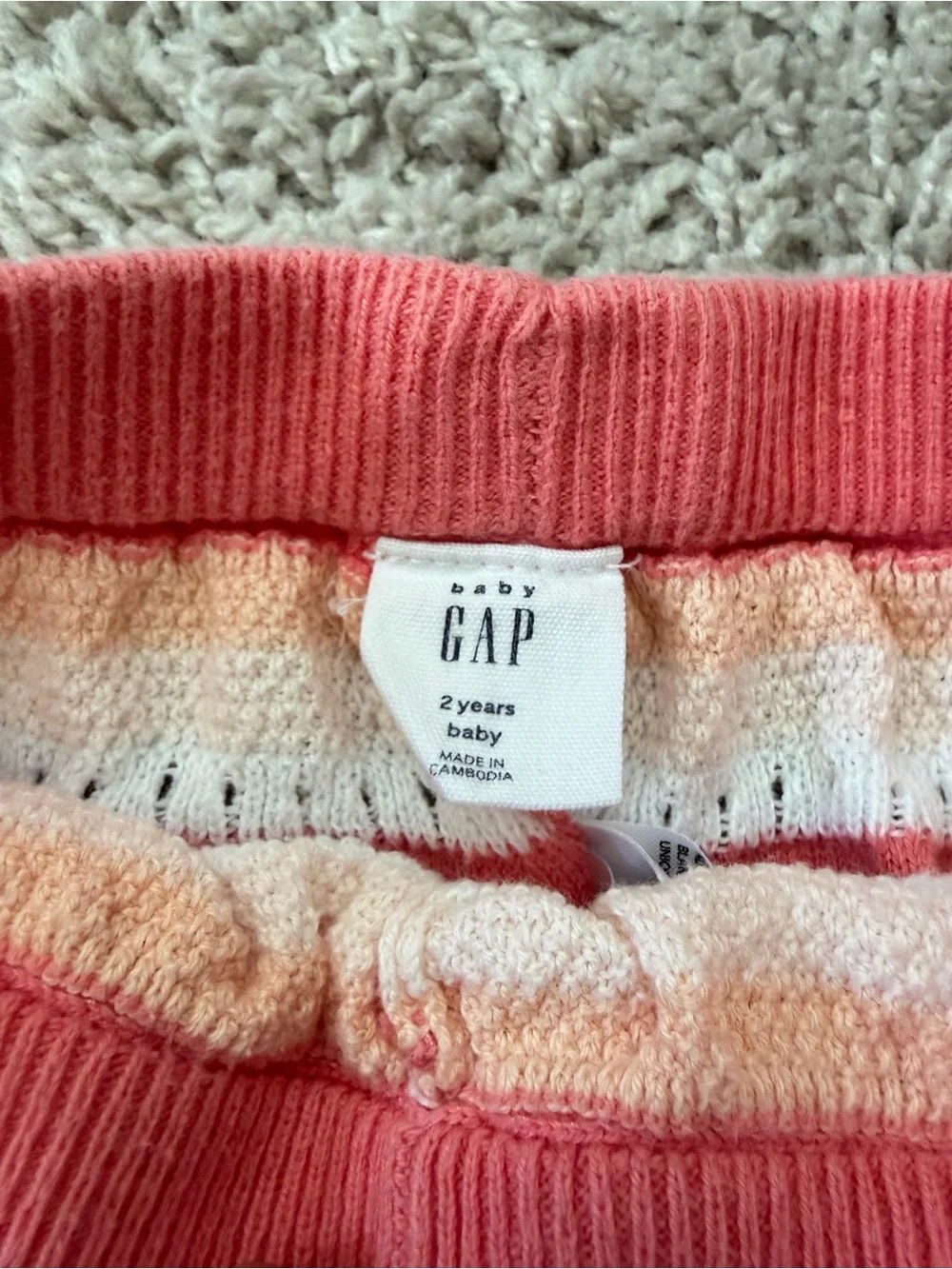 Baby GAP Toddler Coral Striped Knit Shorts 2T